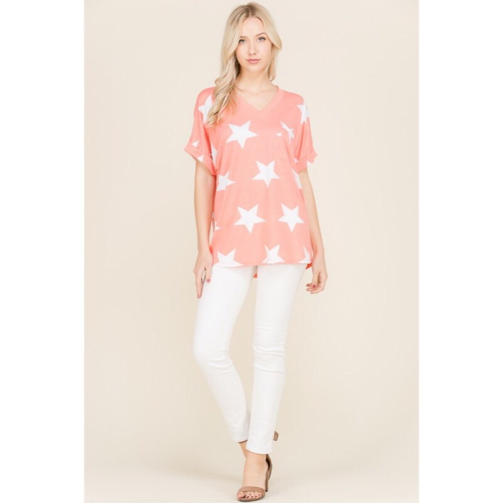 Star print orange top - Picture 6 of 6